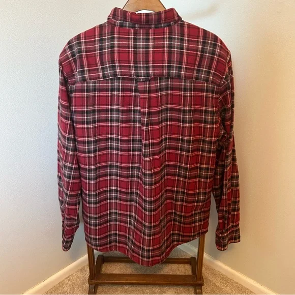 Woolrich Men's Red and Black Plaid Button Down Shirt - Picture 5 of 6